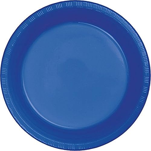 Creative Converting Touch of Color 20 Count 7" Plastic Lunch Plate, Cobalt