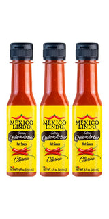 Mexico Lindo Chile de Arbol Hot Sauce Ingredients | 12,190 Scoville Level | Classic Flavor | 5 Fl Oz Bottles (Pack of 3)