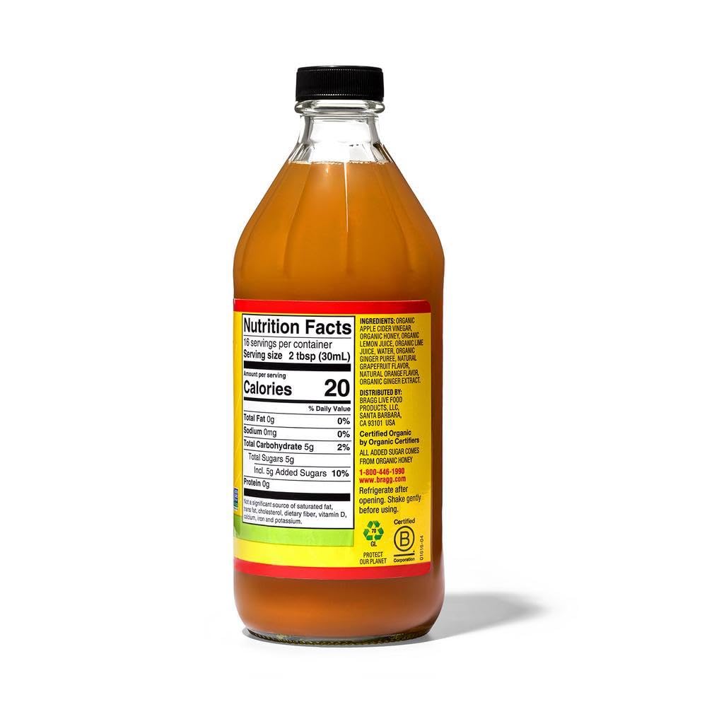 Bragg Organic Apple Cider Vinegar Citrus Ginger Blend with the Mother - 16 fl oz - Raw and Unfiltered