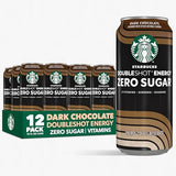 Starbucks Doubleshot Zero Sugar Coffee Energy Drink, Dark Chocolate, 15 fl oz Cans, (12 Pack), Zero Sugar, B Vitamins, Ginseng, Guarana, Iced Coffee