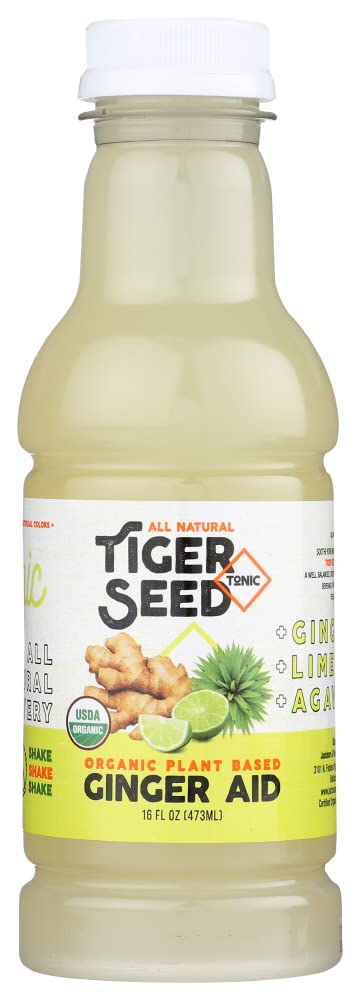 Ginger Aid - Tiger Seed - Plant Based Immunity and Recovery Support - 16 FL OZ Bottles (Pack of 9) Ginger, Lime Juice and Agave -Organic, Vegan