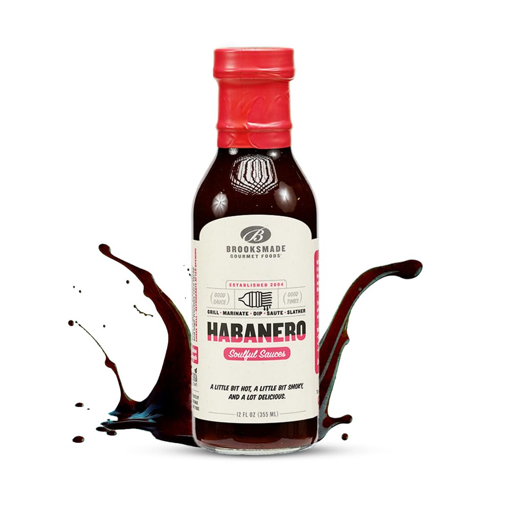 Brooksmade Gourmet Foods Soulful Sauces, Habanero Hot BBQ Sauce Gluten Free, No High Fructose Corn Syrup, 12 oz Ribs Chicken Wings Beef Burgers. Use