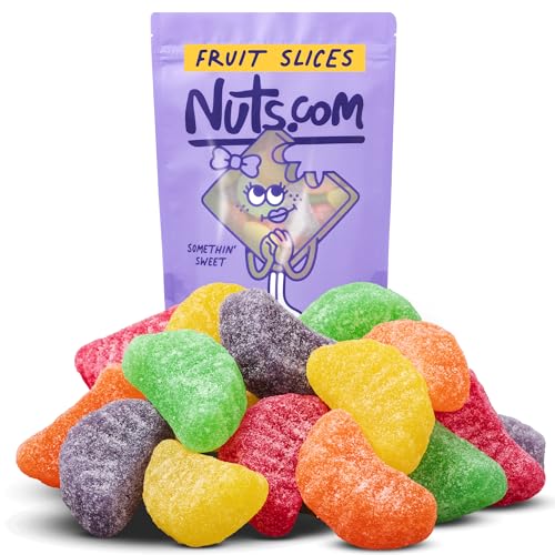 Nuts com Fruit Slice Candy - Assorted Gummy Fruit Slices, Sugar Coated Jelly Candy, Candied Fruit Slices Mix, Cherry Orange Lemon Grape Lime, Jellied