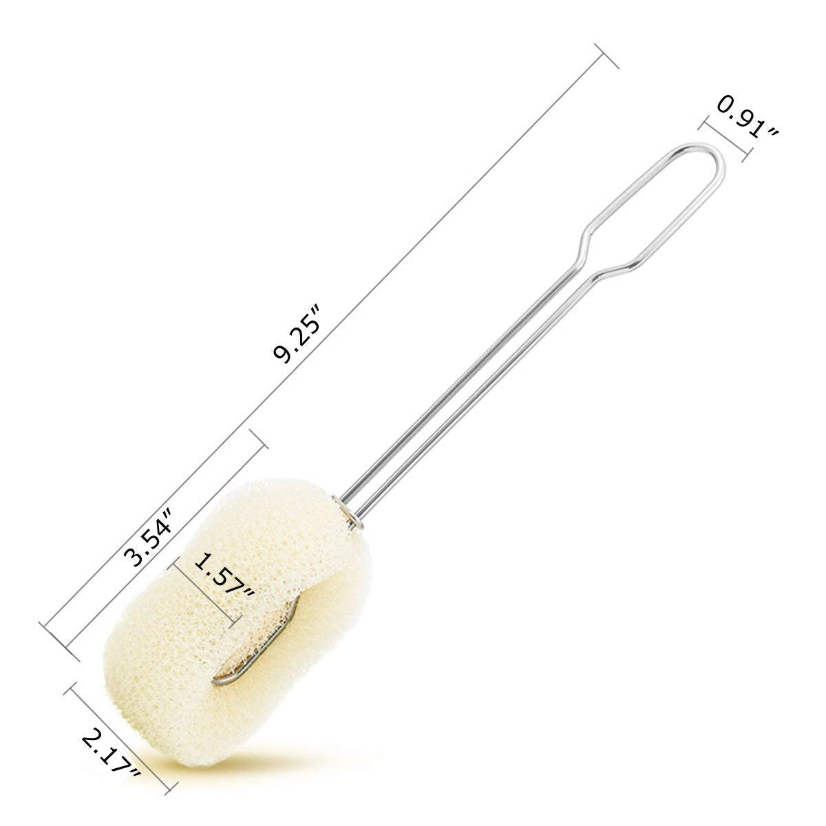 Bottle Sponge Brush Scrubber Stainless Steel Sponge Head Replaceable (Brush&Refill)