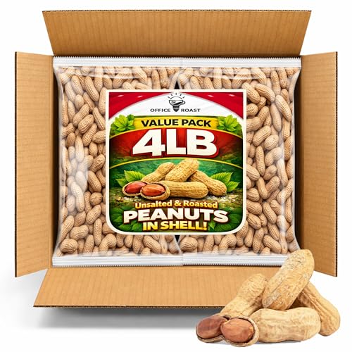 Peanuts In Shell | 4 LB Bulk Value Pack | Unsalted & Roasted - Healthy natural snack, Perfect for office, share and TO-GO | Value Pack, Whole Peanuts
