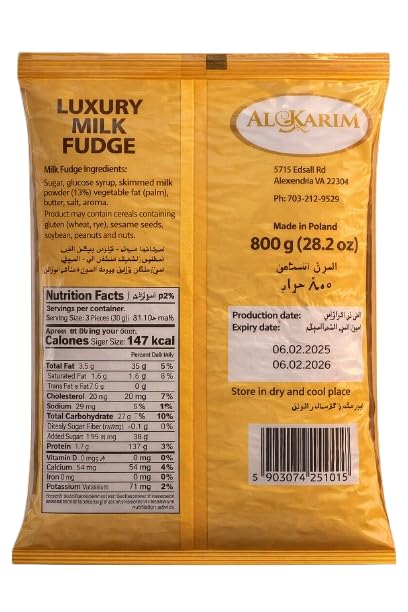 AL-KARIM Luxury Milk Fudge Candy, Individually Wrapped, 800 g (28.2 oz)