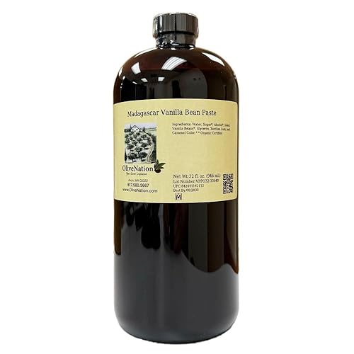 OliveNation Madagascar Vanilla Bean Paste - Thick Texture Premium Vanilla Bean Paste Puree with Seeds for Baked Goods, Frosting, Fillings, Beverages