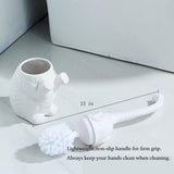 AORTULL Toilet Brush and Holder Set,Modern Ceramic Toilet Bowl Brush Holder,Cute Bathroom Decor, Non-Scratch Bristles, Space-Saving White Household