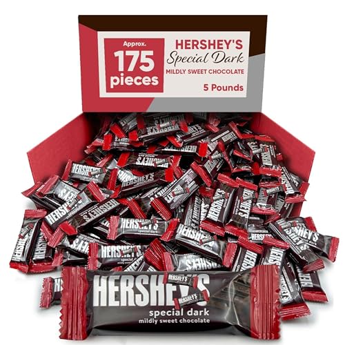 Special Dark Mildly Sweet Chocolate - 5 Pounds Approx 175 Halloween Candy Bulk Individually Wrapped - Dark Chocolate Snack Size Candy Bars - Halloween