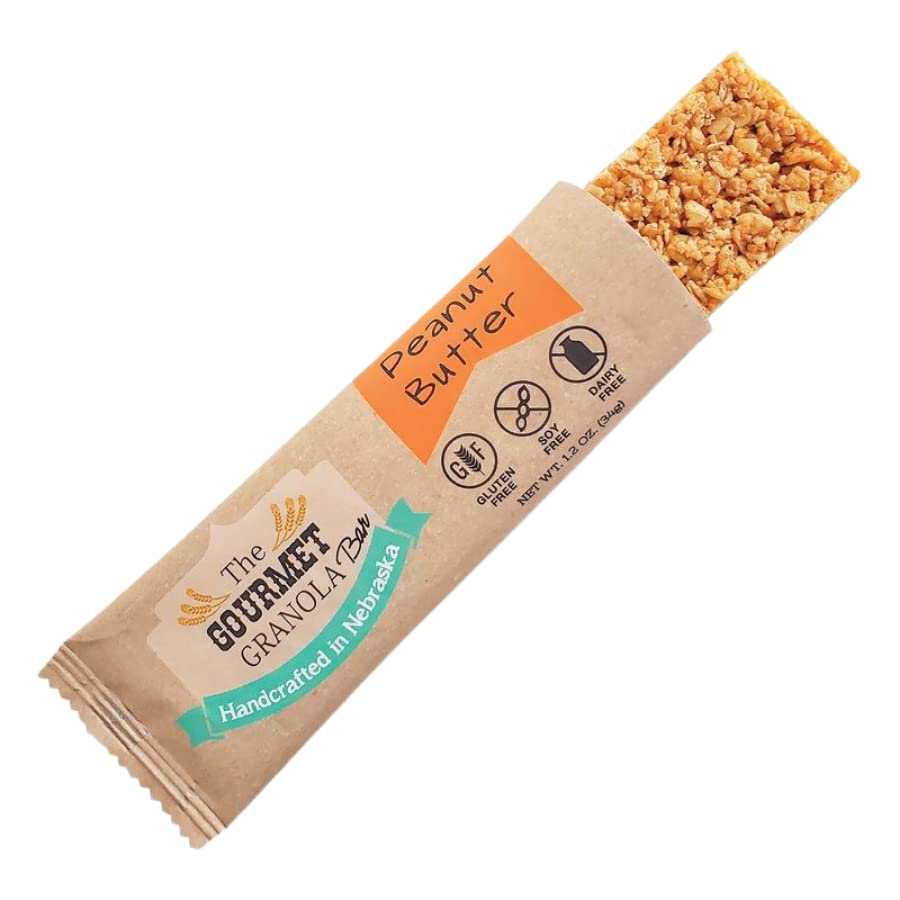 The Gourmet Granola | Peanut Butter Granola Bars | Soft and Chewy | Great On the Go Snack | Dairy & Soy Free | Made in Nebraska USA | 1.2 oz Bar | 6