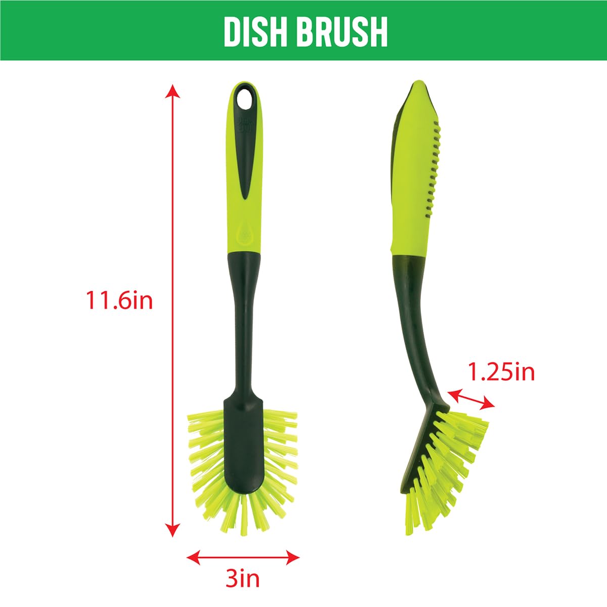 Pine-Sol Scrub Brush Set - Long Handle Cleaning Brushes with Heavy Duty Bristles and Comfort Grip - Scrubbers for Kitchen, Household, and Dishwashing