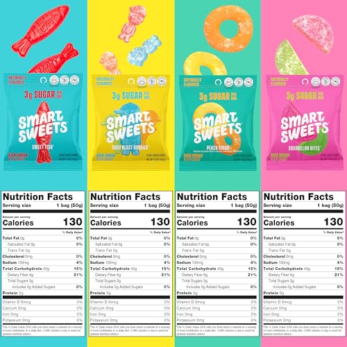 SmartSweets Variety Pack, Gluten Free Gummies, Plant Based Snacks for Adults & Kids, Chewy Candy, Low Sugar, Includes Sweet Fish, Sourmelon Bites