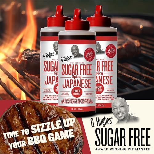 G Hughes Sugar Free Spicy Japanese BBQ Sauce - Gluten Free Hot Japanese Barbecue Sauce, Gourmet Asian Marinade for Fish, Meat, Chicken Wings, Stir Fry