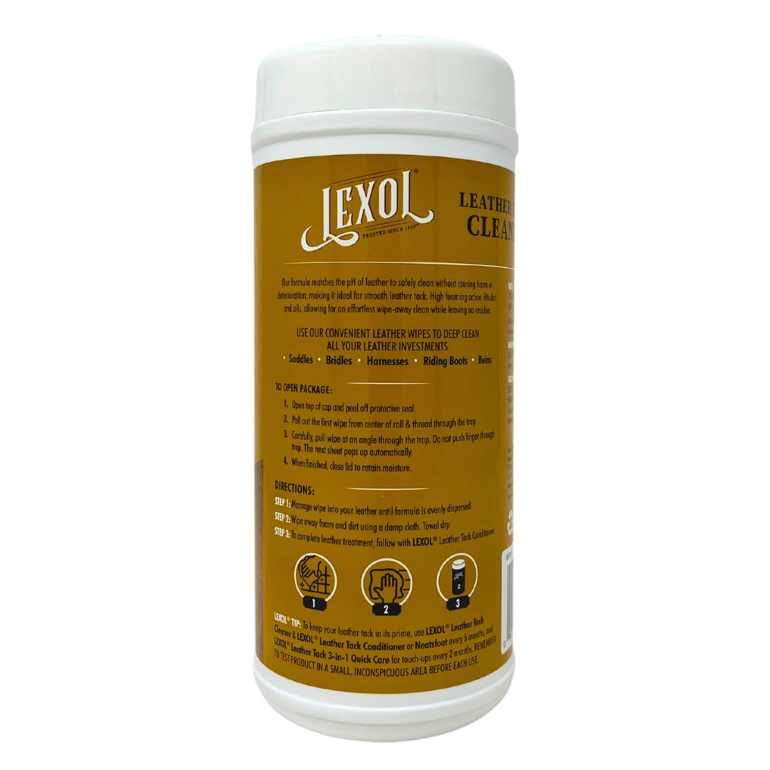 Lexol Leather Cleaner Quick Wipes - 75 Pre-Moistened Towels (3 Packs Containing 25 Each)