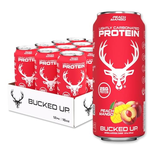 Bucked Up Lightly Carbonated Protein Soda | 25g Whey Isolate - Zero Sugar, Low Calorie, Caffeine Free, Clean Drink | Sparkling Protein Soda - 12 Pack