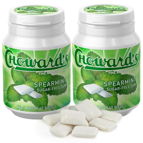 Choward's Spearmint Sugar-Free Gum | Unique Aromatic Flavors for Everyday Freshness | Long-Lasting Flavor | Soft Chew | Portable Bottle for On the Go
