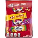 SKITTLES Original, SKITTLES Wild Berry STARBURST & LIFE SAVERS Hard Candy Fun Size Fruity Candy Assortment, 135 Ct Bulk Bag