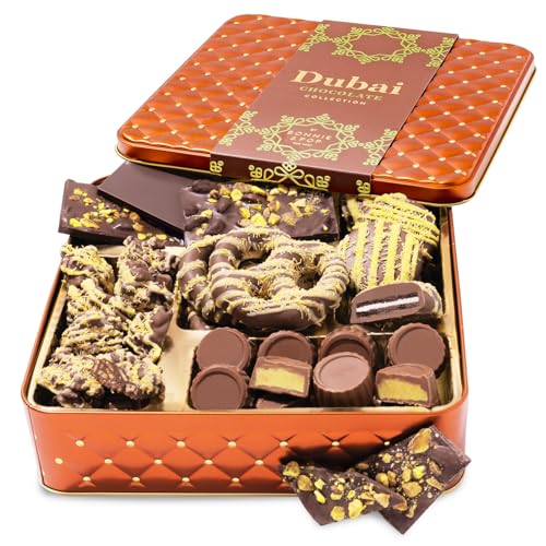 Dubai Chocolate Gift Basket- Christmas Holiday Pistachio Trend Candy Assortment Gift Box- Food Present Idea for Men, Women, Corporate- Bonnie & Pop