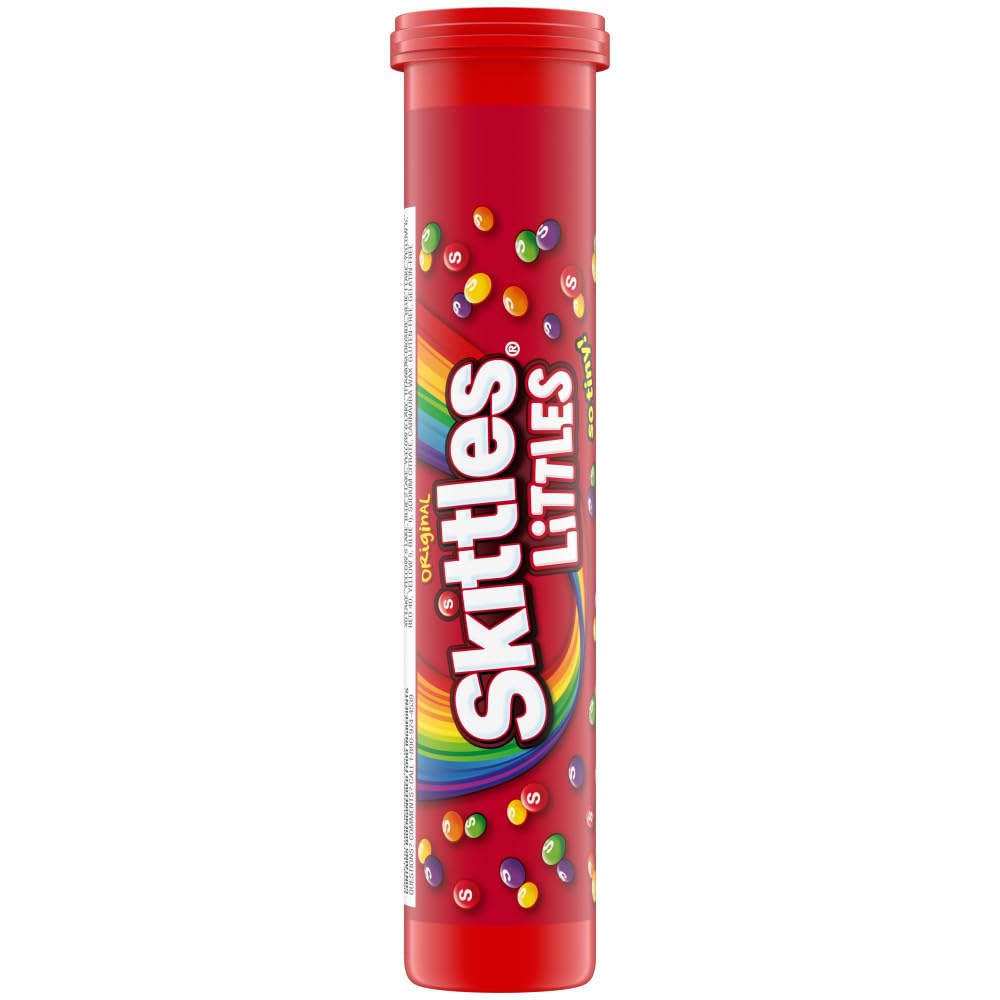 SKITTLES Littles Original Chewy Candy Mega Tube Resealable On the Go Treat for Road Trips, Lunch Treat, Movie Night Snack , Share Size, 1.9 oz Tube