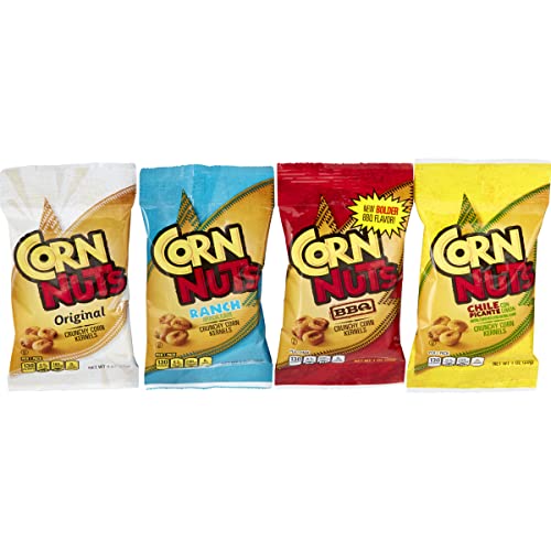 CORN NUTS Variety Pack, Crunchy Corn Kernels, Snack Box, Individual Packs, Snacks For Adults, Original, Ranch, BBQ, Chile Picante con Limon, 1oz
