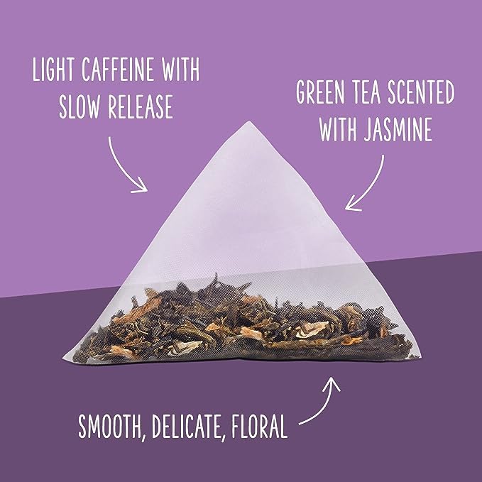 Two Leaves and a Bud Jasmine Green Tea Bags, 100 Count (Pack of 1) Whole Leaf Green Tea in Pyramid Sachet Bags