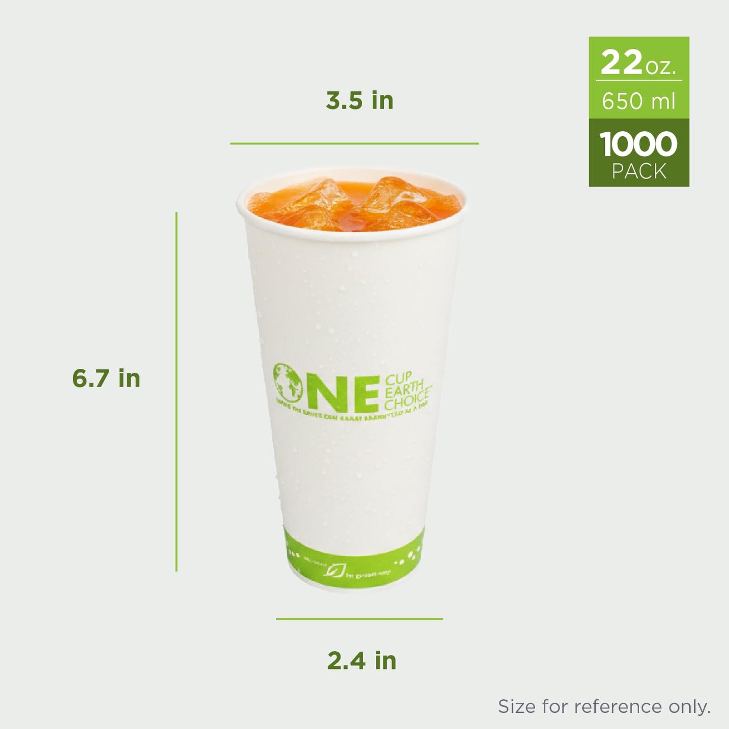KARAT EARTH [1,000 ct - 22 oz Disposable Paper Cups, PLA Lining Cold Cups for Iced Tea, Coke, Soda, Cold Beverages and More | Green Line