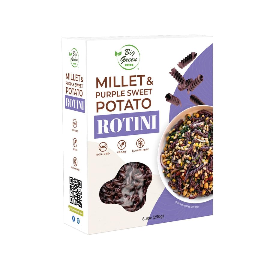Big Green Food - Millet & Purple Sweet Potato Rotini Pasta, Gluten-Free, Non-GMO, Vegan, Wheat-Free, Made with Millet and Purple Sweet Potato (3