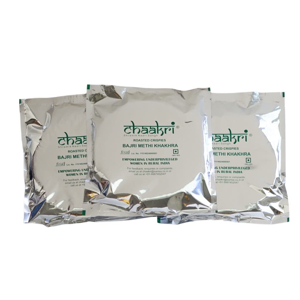 Chaakri Khakhra; Value Pack(21 oz): 3 Packs of 10 Khakhras each; 3 X 200g, Total 600g) Hand rolled khakhra, roasted crispies, No Preservatives