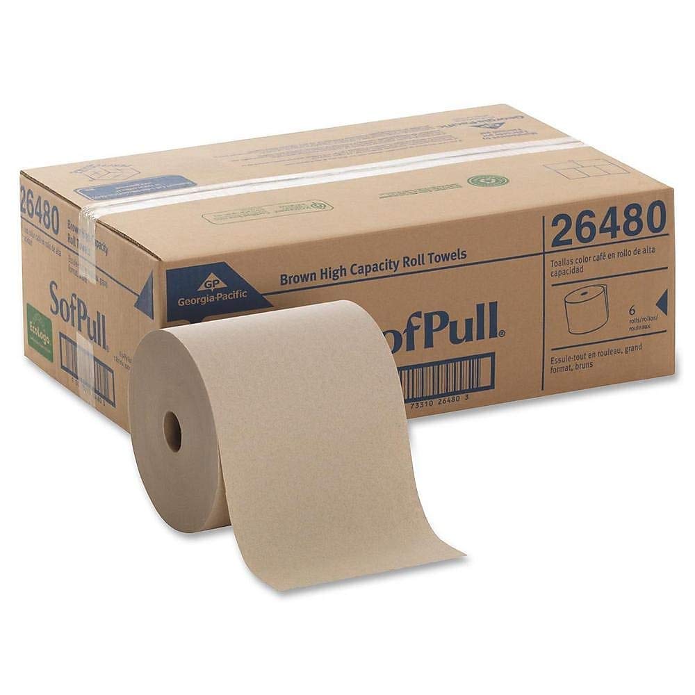 Georgia Pacific 26480 Hardwound Roll Paper Towel, Nonperforated, 7.87 x 1000ft, Brown, 6 Rolls/CT