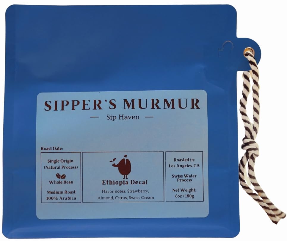 SipHaven | Sipper’s Murmur | Swiss Water Decaf Coffee | Ethiopia Single Origin | Medium Roast Whole Bean | Chemical-Free | Specialty Grade |