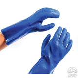 Camco Durable All Purpose RV and Camper Reusable Sanitation Gloves - Will Grip in Wet or Dry Conditions | Blue PVC Gloves - 1 Pair (40287)