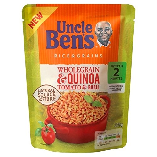 Uncle Ben's Wholegrain & Quinoa Tomato & Basil Flavour Rice 220g - Pack of 2