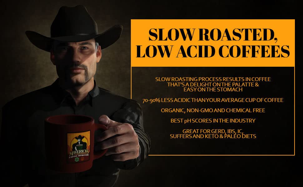Midnight Ride Blend | 90% Less Acid | Low Acid Coffee 100% Organic ingredients| Bold Roast - - Whole Bean 1lb