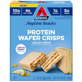 Atkins Lemon Wafer Crisps, Protein Snack, 10g Protein, 4g Net Carbs, 1g Sugar, 5g Fiber, 5 Count