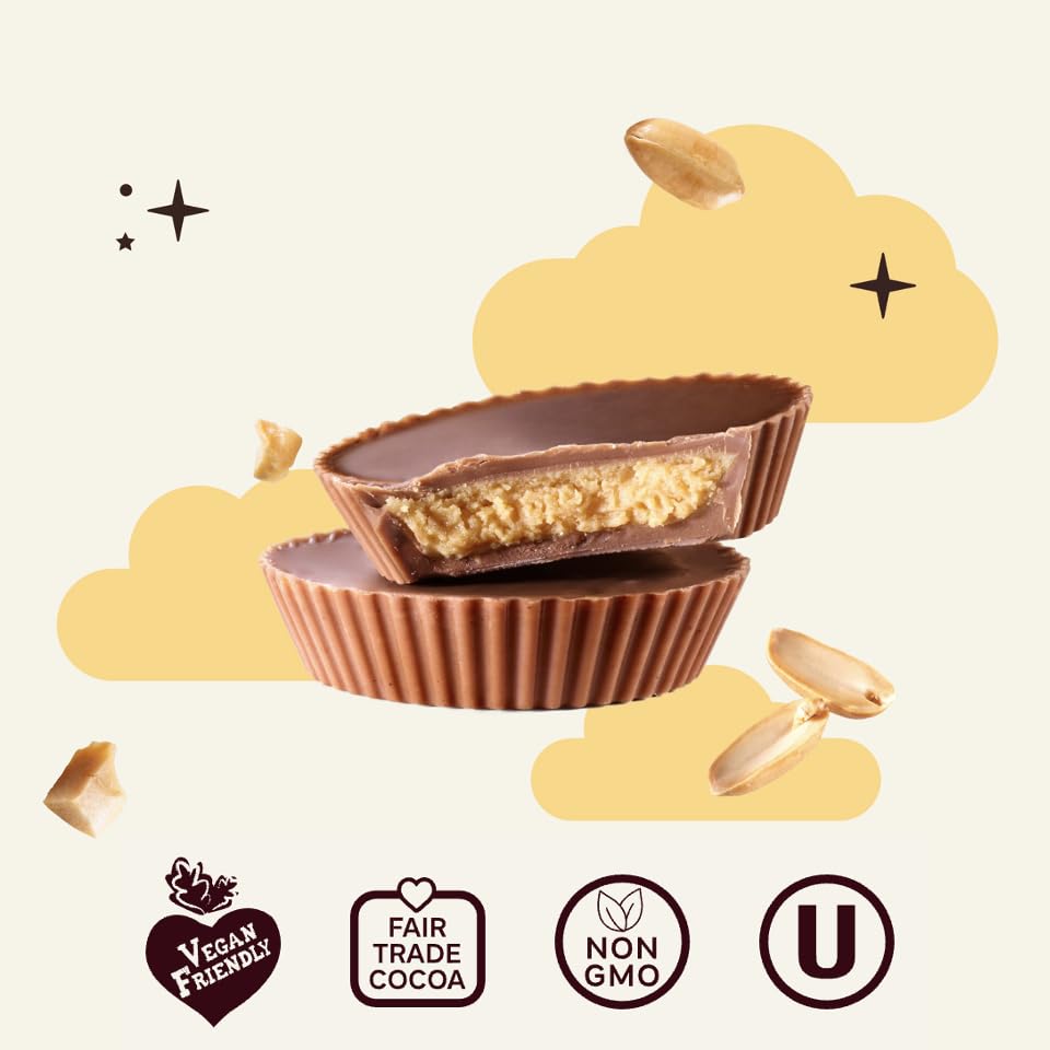 7th Heaven, Vegan Peanut Butter Cups (12 Total Peanut Butter Cups - 6 Packs) - Perfect for Easter Candy, Vegan, Dairy-Free, Fair Trade Cocoa
