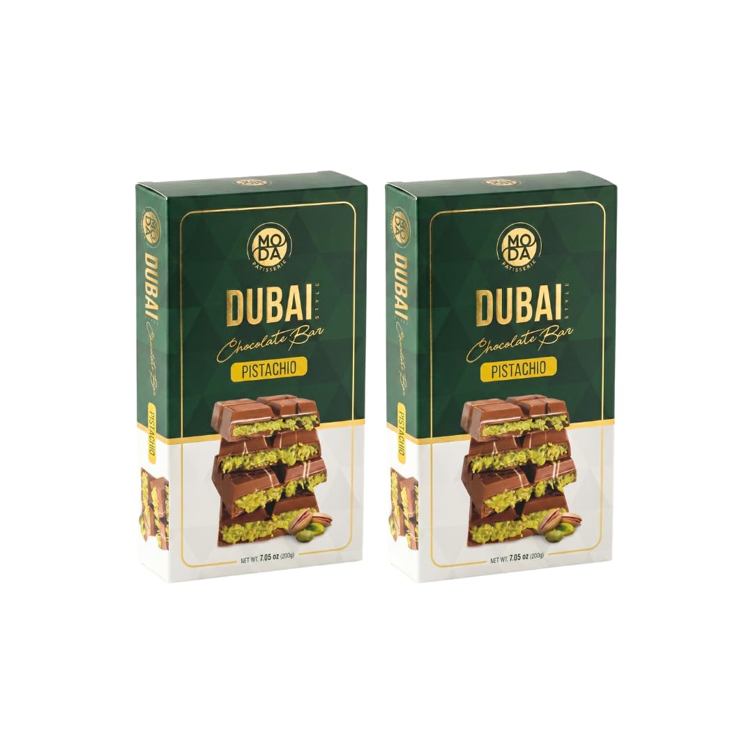 Moda Dubai Chocolate Bar - Premium Milk Chocolate with Pistachio Cream & Crispy Kataifi Filling, Gourmet Dubai Style Chocolate, Authentic Middle