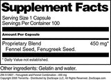 Fenugreek and Fennel Combination - 450 mg (100 Capsules, ZIN: 513927) - 3 Pack