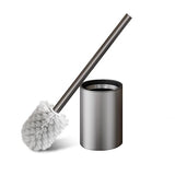 Meiyan Meili Gunmetal Gray Toilet Brush and Holder, Space Aluminum, Deep Cleaning, Rust-Free, Bathroom Cleaning Brush Set