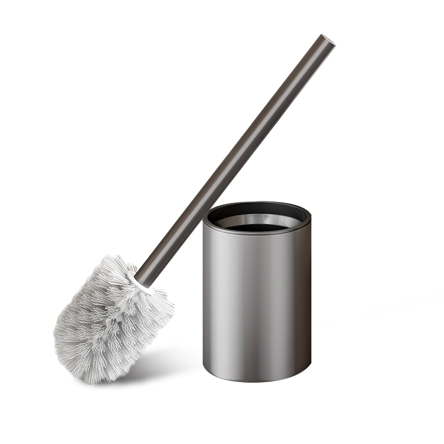 Meiyan Meili Gunmetal Gray Toilet Brush and Holder, Space Aluminum, Deep Cleaning, Rust-Free, Bathroom Cleaning Brush Set