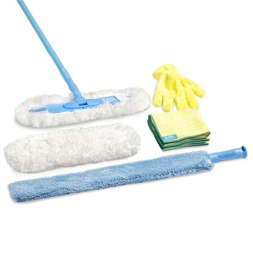 E-Cloth Duster & Cleaning Bundle - Microfiber Cloth Set - Includes Flexi-Edge Floor Dusting Mop, High Performance Dusting Cloth & Glove, Cleaning
