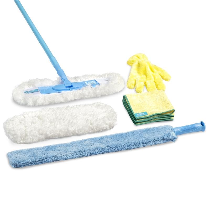 E-Cloth Duster & Cleaning Bundle - Microfiber Cloth Set - Includes Flexi-Edge Floor Dusting Mop, High Performance Dusting Cloth & Glove, Cleaning