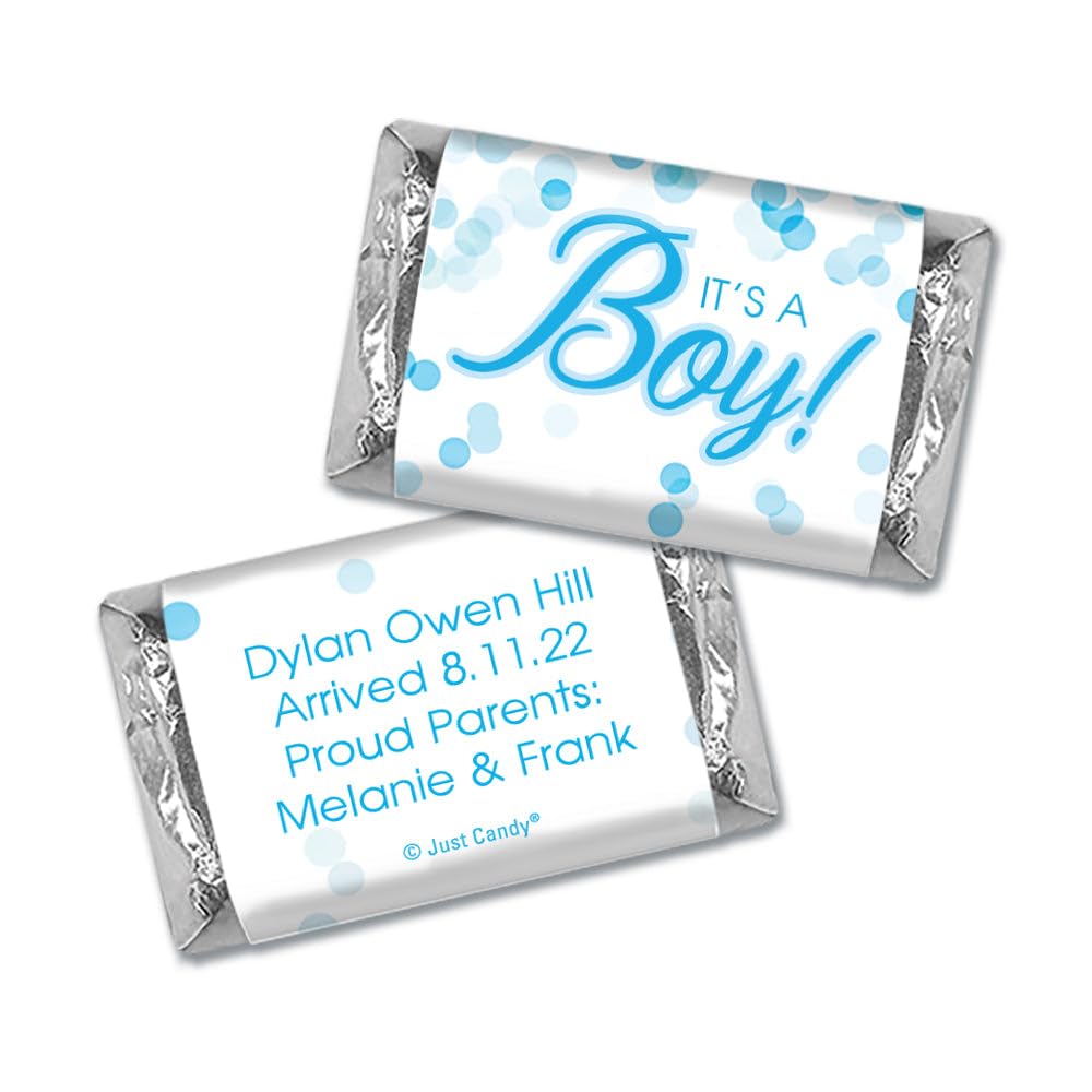 It's a Boy Candy Blue Baby Shower Favors (75 Pack) Personalized Miniatures