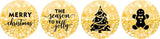 Darling Souvenir 190 Pcs Glitter Gold Joyful Holiday Chocolate Drop Stickers - Self-Adhesive Mini Candy Wrappers for Christmas Eve Party Favors, Xmas