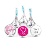 108ct Personalized Swirl Heart DIY Wedding Kiss Stickers (Hot Pink)