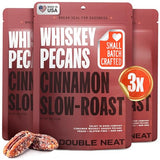 Double Neat Cinnamon Whiskey Pecans - Healthy Fathers Day Snacks Gift - Bourbon Snacks for Men - Vegan & Gluten-Free - Cinnamon Slow-Roasted Candied