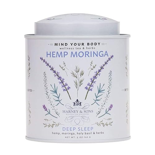 Harney & Sons Hemp Moringa Tea Blend, Wellness, Deep Sleep Blend, 5 oz tin