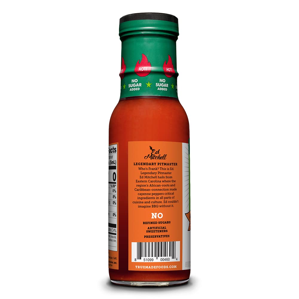 True Made Foods Ed Mitchell's Legendary Cayenne Hot Sauce - Zero Sugar, Keto, Whole30, Paleo, Vegan - Pure Aged Cayenne Peppers, Vinegar, Salt - Great