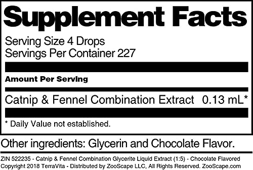 Catnip & Fennel Combination Glycerite Liquid Extract (1:5) - Chocolate Flavored (1 oz, ZIN: 522235) - 3 Pack