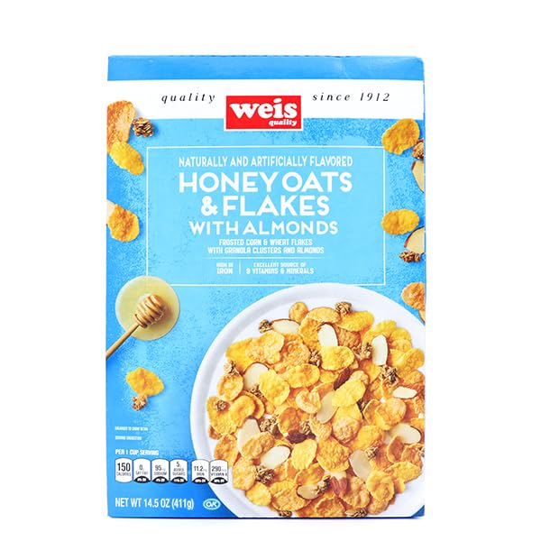 Weis Quality, Cereal Toasted Multi Grain with Oats and Almonds, 14.5 Ounce