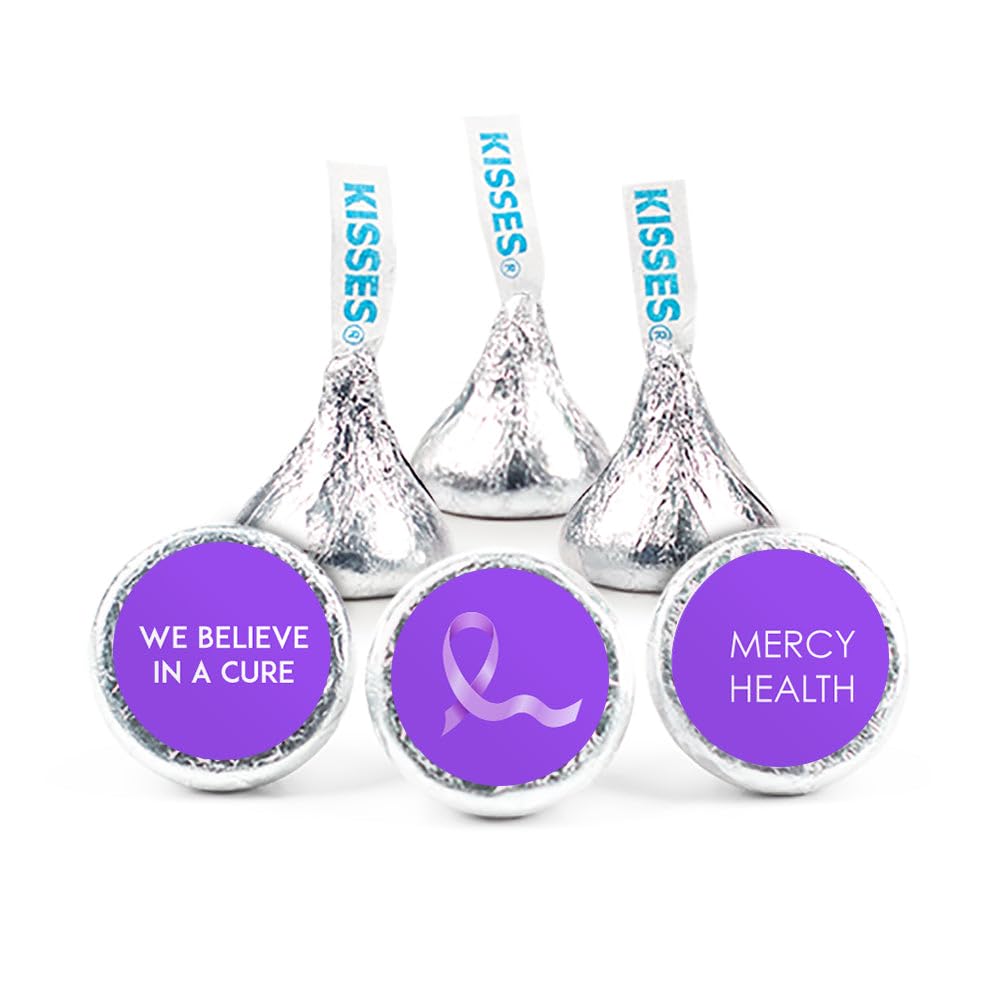 324ct Personalized Purple Ribbon Pancreatic Cancer Awareness Kiss Stickers